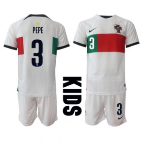 Portugal Pepe #3 kläder Barn VM 2022 Bortatröja Kortärmad (+ korta byxor)